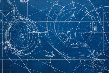 An intricate circular technical blueprint featuring detailed measurements and annotations, ideal for engineering or architectural projects.