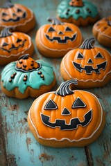 Halloween pumpkin shaped cookies. Bakery. Bake. Cookies. 	