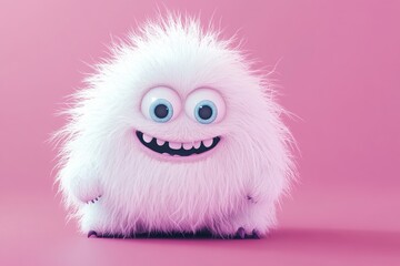 Fototapeta premium Illustration of funny cartoon monster on pink background. Halloween holiday