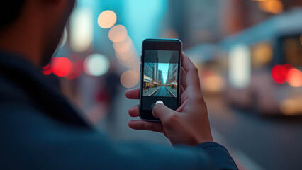Over the shoulder shot of a person holding phone