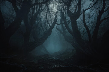 nightmare forest with creepy trees