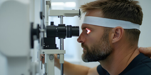 Man Having His Eyes Tested by a Vision Chart | Comprehensive Eye Exam for Accurate Vision Assessment
