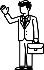 Businessman giving high five line icon. linear style sign for mobile sign, symbol, vector, art
