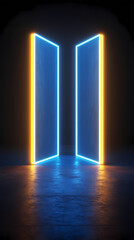 A futuristic corridor with intersecting lights