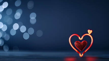 Glowing Neon Heart on Dark Background Symbolizing Love and Connection