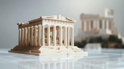 Obraz premium Digital Acropolis, holographic Parthenon ruins, augmented reality Athens, ancient meets future