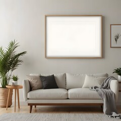 mock up poster frame in hipster interior background, Scandinavian style.