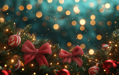 Christmas background with blurred lights and a bokeh effect