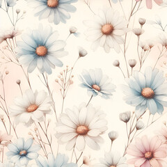 background flower pattern, blossom seamless pattern, botanical flowers seamless pattern, fabric floral background