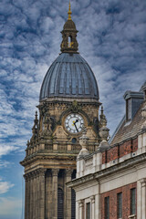 Historic Clock Tower with Domed Roof in Leeds, UK