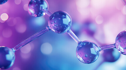 illustration of rna dna as the connected crystal clear  purple beads on plain purple background 
