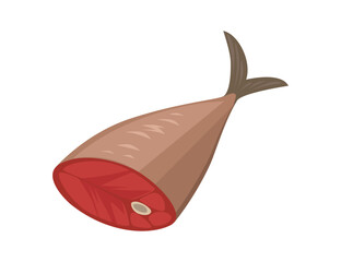 Half Sea fish Icon. Fresh Seafood Vector Image