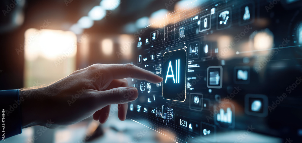Poster index finger to adjust the datas on the screen with ai letter on it