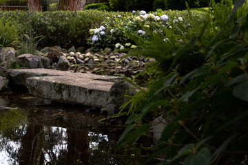 puente de piedra en laguna