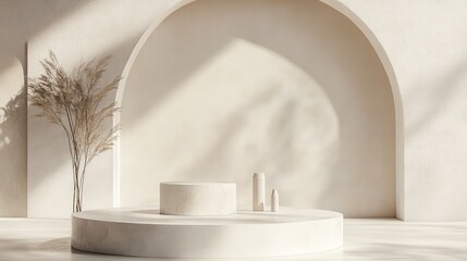 Podium in Minimalist Space. AI generated illustration