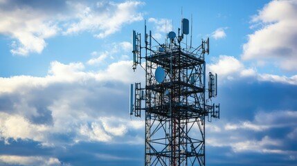 Telecommunication Antenna Tower. AI generated illustration