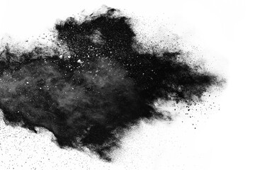 particles of charcoal on white background,abstract powder splatted on white background,Freeze...