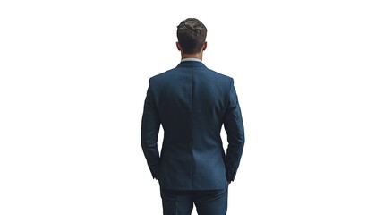 A Professional Man Dressed in a Suit Standing and Facing the Distant Horizon Ahead Of Him. transparent  background