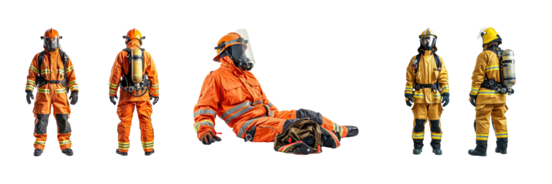 Fire Safety Gear: Full Suit on Transparent Background