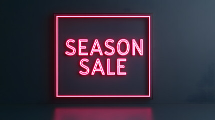 Glowing Frame with Red Neon Light Emitting 'Season Sale' | Bold Promotional Sign for Eye-Catching Retail Discounts