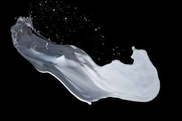 milk or white liquid splash on white background.
