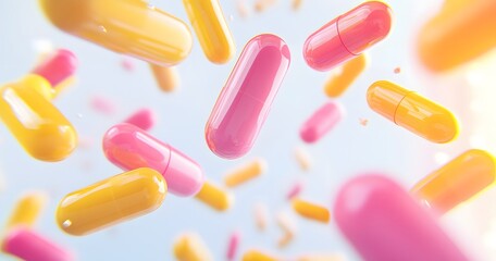 medicine tablets antibiotic pills on soft blue background, medicine tablets antibiotic pills 