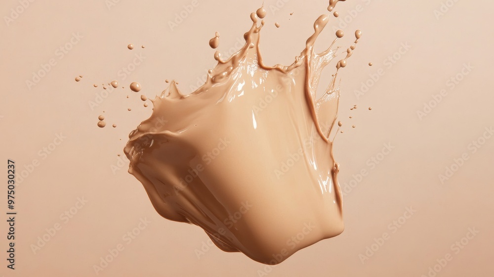 Poster splash of beige liquid in motion, abstract background. creative design and fluid dynamics concept