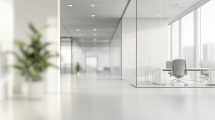 Fototapeta premium White Open Space Office Interior. AI generated illustration