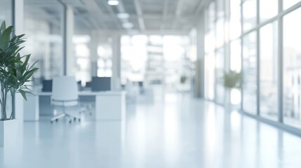 Obraz premium White Open Space Office Interior. AI generated illustration