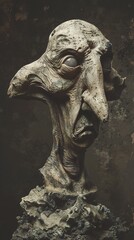 Surreal Stone Creature Sculpture - Dark Fantasy Art