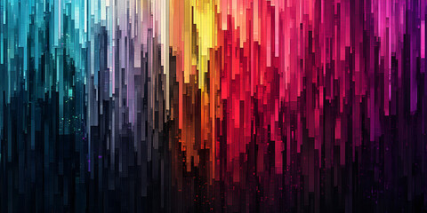 abstract pixel background. pixel multicolored falling wave on a black background. mosaic. pixel background