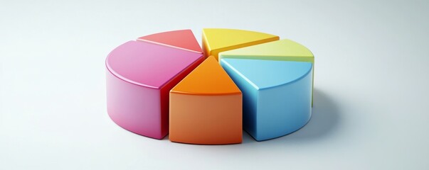 Obraz premium Colorful three-dimensional pie chart on light background, business analytics concept