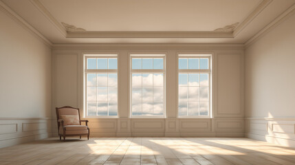 Obraz premium Bright Classical Room with Cloud View