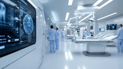Obraz premium Advanced healthcare facility AI diagnostic systems operate medical equipment technology. AI generated