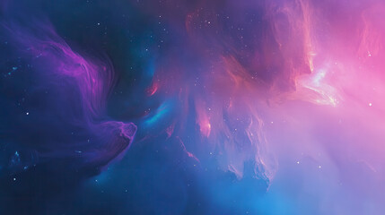 A dreamy, colorful galaxy with stars and swirling nebulae in shades of blue, purple, and pink