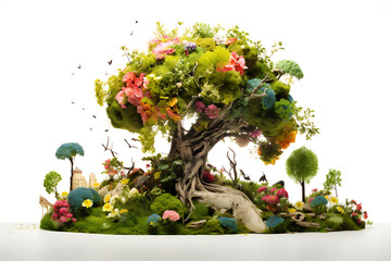World environment day with earth, levees, flowers, butterfly's. vector illustration design