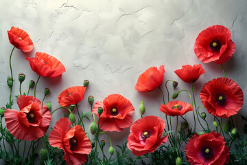  floral seamless pattern with blooming poppies