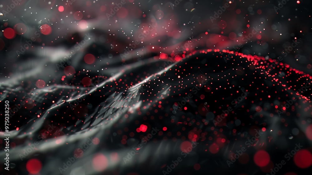 Aufkleber abstract dark background with red particles and bokeh lights