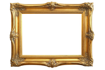 European style gold leaf wood frame isolated on a white or transparent background. 3:2 ratio for photo, image, picture, art, or painting.