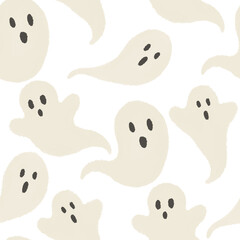 Halloween ghosts seamless pattern .