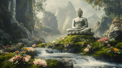 bodhisattva lord buddha statue monk meditating buddhism culture religion