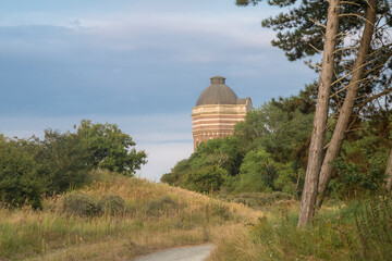View on the monumental watertower (build in 1874) of Scheveningen, the Netherlands