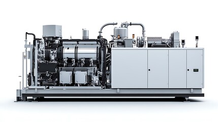 A professional-grade image of an integrated generator in 8K resolution, featuring precise detailing of its components on a clean white background