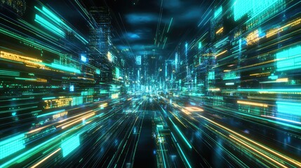 Fototapeta premium Metaverse Neon Tech Background. AI generated illustration