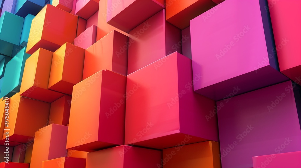 Poster abstract colorful 3d cubes pattern background for design. multicolored geometric shapes with depth a