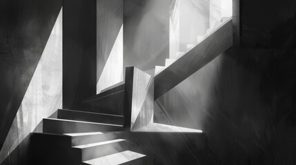 Fototapeta premium Abstract Stairway in a Monochromatic World