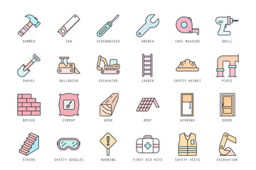 Set of Construction icons vector illustration. icons bundle isolated on white background