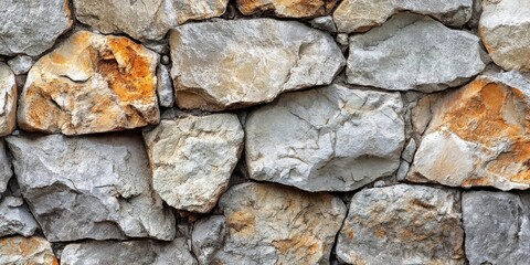 A close-up view of a natural stone wall showcasing diverse textures and earthy colors, perfect for architectural and design projects.