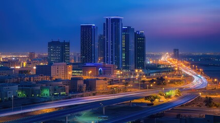 Fototapeta premium KAFD Buildings in Riyadh. AI generated illustration