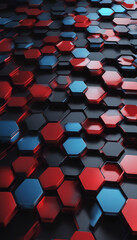 Fototapeta premium Craft a futuristic vector background design featuring abstract red and blue hexagon mesh patterns ag